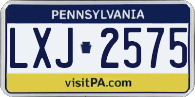 PA license plate LXJ2575