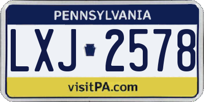PA license plate LXJ2578