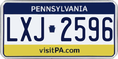 PA license plate LXJ2596