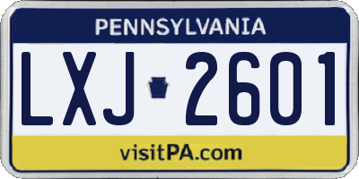 PA license plate LXJ2601