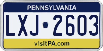 PA license plate LXJ2603
