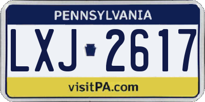 PA license plate LXJ2617