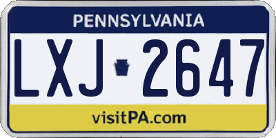 PA license plate LXJ2647