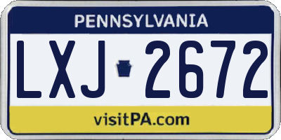 PA license plate LXJ2672