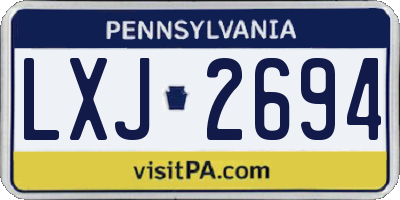 PA license plate LXJ2694