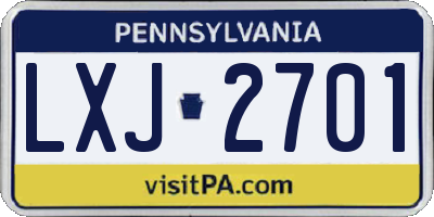 PA license plate LXJ2701