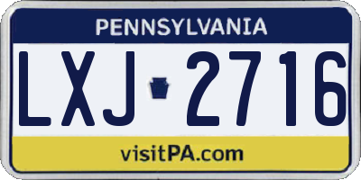 PA license plate LXJ2716