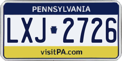 PA license plate LXJ2726