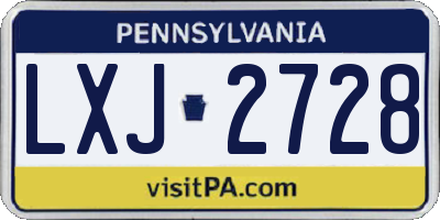 PA license plate LXJ2728