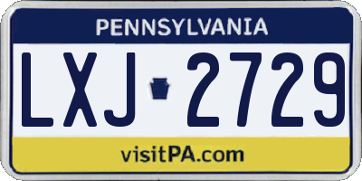 PA license plate LXJ2729