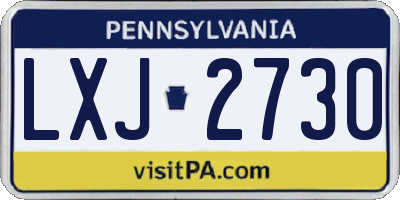 PA license plate LXJ2730