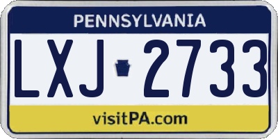 PA license plate LXJ2733
