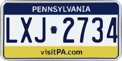 PA license plate LXJ2734