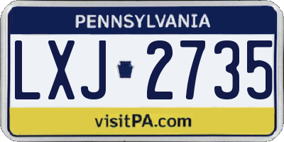 PA license plate LXJ2735