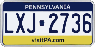 PA license plate LXJ2736