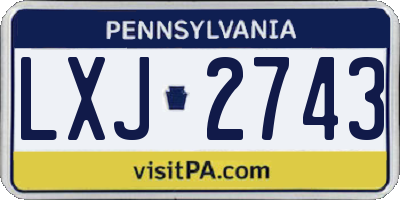 PA license plate LXJ2743