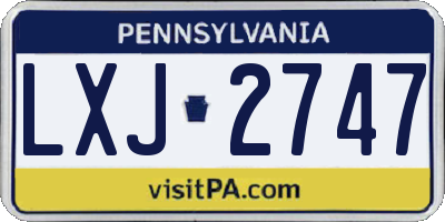 PA license plate LXJ2747