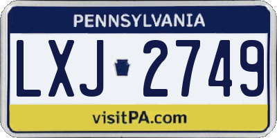 PA license plate LXJ2749