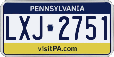 PA license plate LXJ2751
