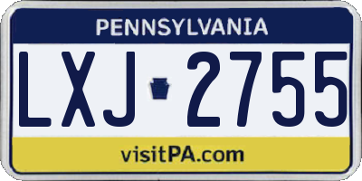 PA license plate LXJ2755