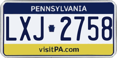 PA license plate LXJ2758