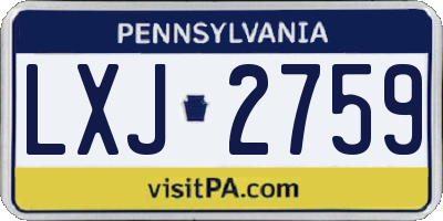 PA license plate LXJ2759