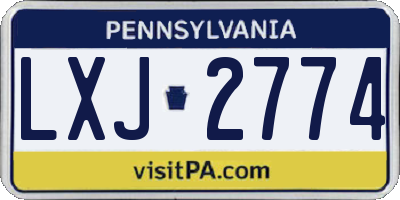PA license plate LXJ2774