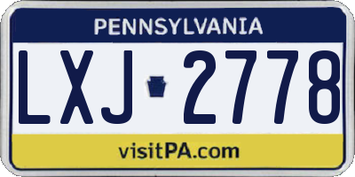 PA license plate LXJ2778