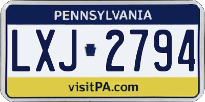PA license plate LXJ2794