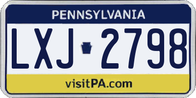 PA license plate LXJ2798