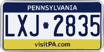 PA license plate LXJ2835