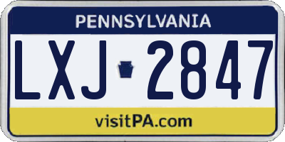 PA license plate LXJ2847