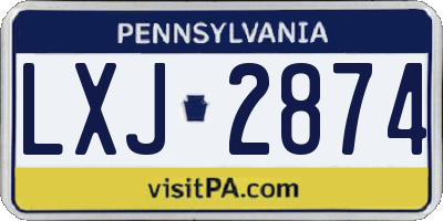 PA license plate LXJ2874
