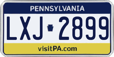 PA license plate LXJ2899