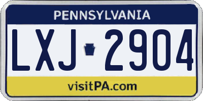 PA license plate LXJ2904