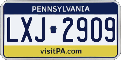 PA license plate LXJ2909