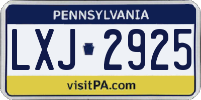 PA license plate LXJ2925