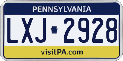 PA license plate LXJ2928