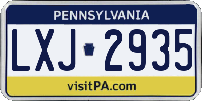 PA license plate LXJ2935