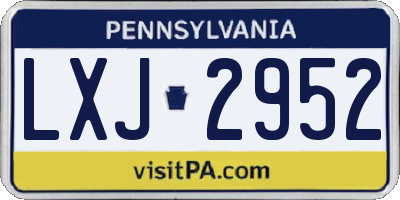 PA license plate LXJ2952
