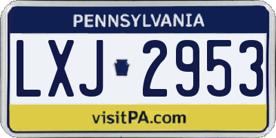PA license plate LXJ2953