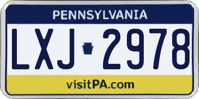 PA license plate LXJ2978