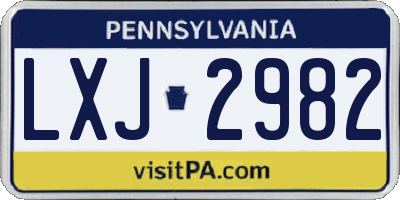 PA license plate LXJ2982