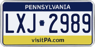 PA license plate LXJ2989