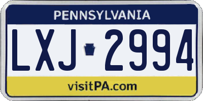 PA license plate LXJ2994