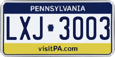 PA license plate LXJ3003