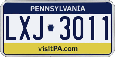PA license plate LXJ3011