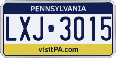 PA license plate LXJ3015