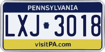 PA license plate LXJ3018
