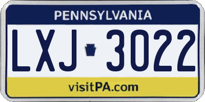 PA license plate LXJ3022